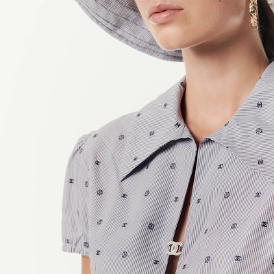 (Women) CHANEL Pattern Print Short Sleeve Polo Shirt Grey Women’s SS24 P76756-V63866-M9999 Purchase (Women) CHANEL Pattern Print Short Sleeve Polo Shirt Grey Women’s SS24 P76756-V63866-M9999