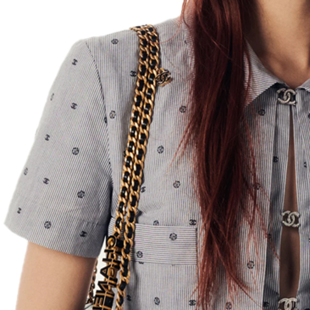 Details for (W) シャネル パターンプリント 半袖ポロシャツ グレー ウィメンズ SS24 P76756-V63866-M9999