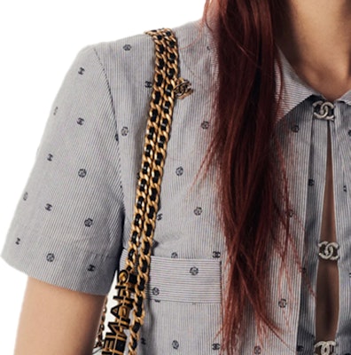 (Women) CHANEL Pattern Print Short Sleeve Polo Shirt Grey Women’s SS24 P76756-V63866-M9999 Details for (Women) CHANEL Pattern Print Short Sleeve Polo Shirt Grey Women’s SS24 P76756-V63866-M9999