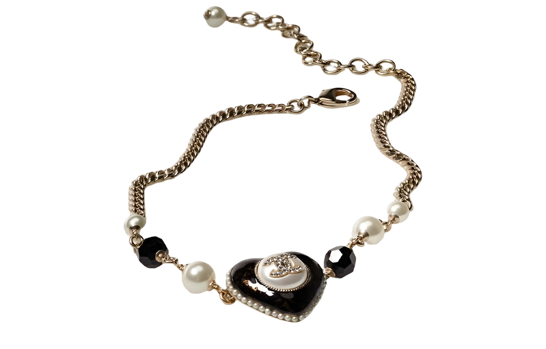 (Women) CHANEL Pearl Crystal Heart Pendant Necklace  Black/Gold. AB9382-B09088-NK216 圖 4