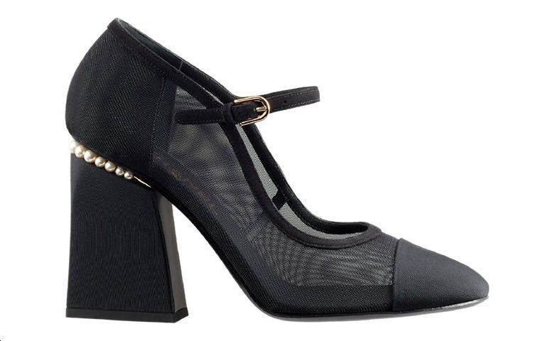 (W) Chanel Pearl Embellished Mesh High Heels 'Black' 圖 2