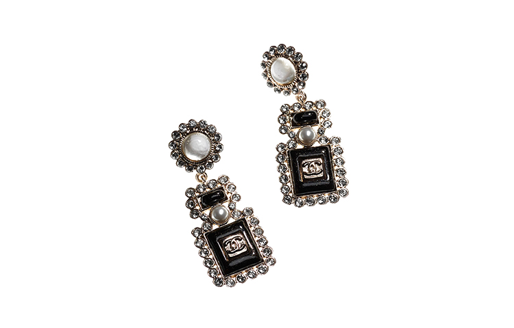 (Women) CHANEL Pearl Rhinestone Perfume Bottle Earrings Black Fashion. AB7215-B06942-NF760 圖 2