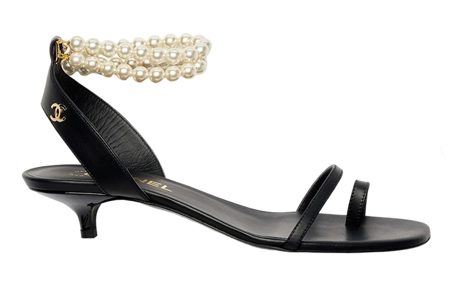 (W) Chanel Pearl Sandals 'Calfskin Black' 圖 2