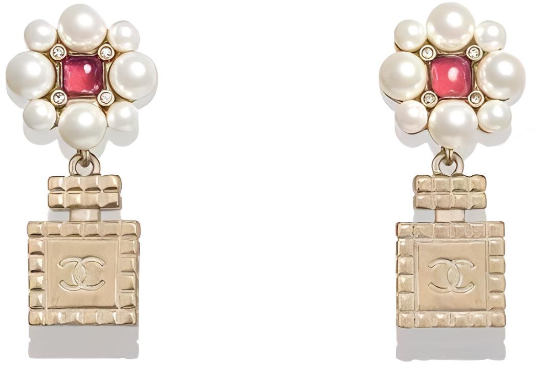 women-chanel-perfume-bottle-pendant-red-crystal-pearl-earrings-gold-ab-5934-b05185-nb-604