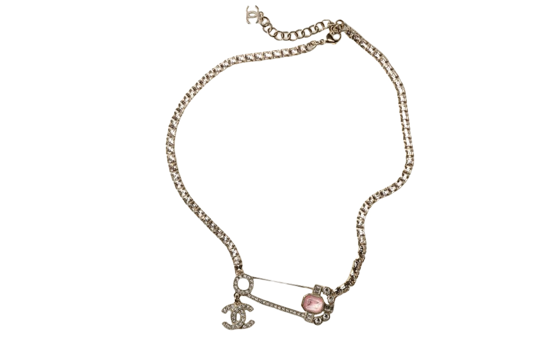 (Women) CHANEL Pink Crystal Diamond Brooch Necklace Silver  Accessories. AB9334-B09078-NK202 圖 2