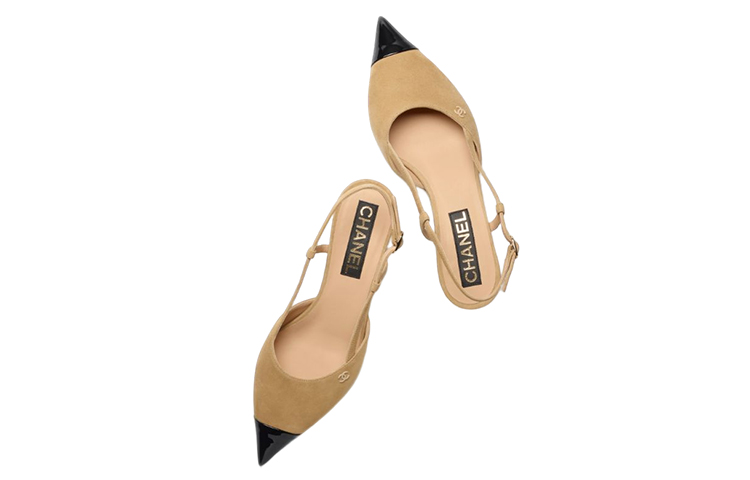 Shop (W) Sandal Fashion Nyaman Chanel Beige Berujung Lancip G39537-Y56192-K5168