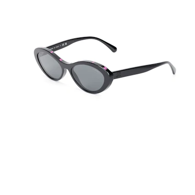 (Women) CHANEL Polarized Black Cat-Eye Sunglasses for Women. CH5416-1711S4