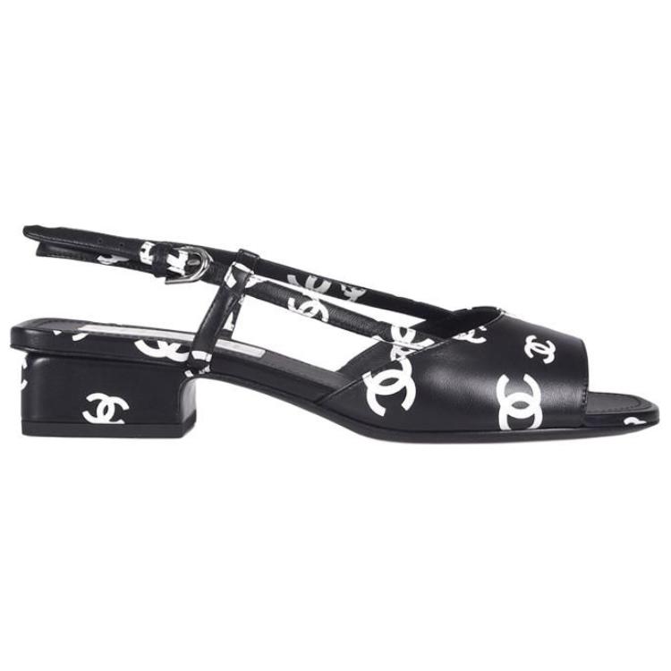 Order (W) Chanel Gedrukte Chunky Hak Fashion Slide ''Zwart en Wit'' G38976-X56530-K4210