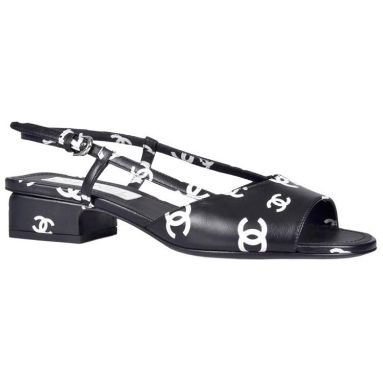 Lookbook (W) Chanel Gedrukte Chunky Hak Fashion Slide ''Zwart en Wit'' G38976-X56530-K4210