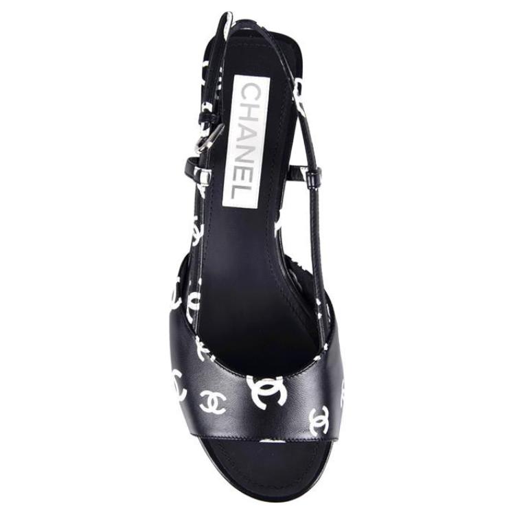 Purchase (W) Chanel Gedrukte Chunky Hak Fashion Slide ''Zwart en Wit'' G38976-X56530-K4210