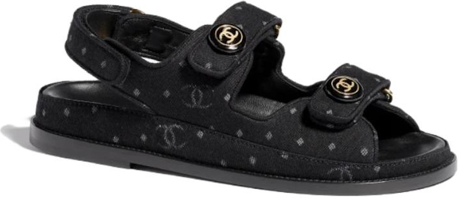 (W) Chanel Sandal Cetak Hitam Denim G35927-X56946-0S942 Order (W) Chanel Sandal Cetak Hitam Denim G35927-X56946-0S942