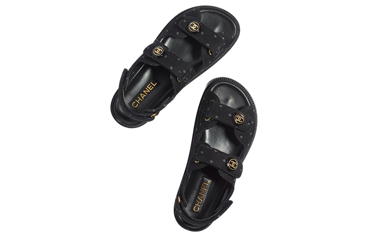 Shop (W) シャネル デニムプリント サンダル (ブラック) G35927-X56946-0S942