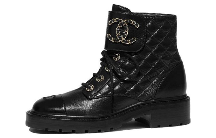 (Women) Chanel Quilted Combat Boot Black Leather G36424-X56232-94305