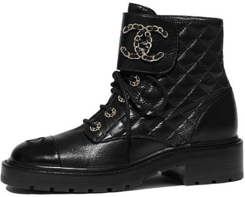 (Women) Chanel Quilted Combat Boot Black Leather G36424-X56232-94305 Buy (Women) Chanel Quilted Combat Boot Black Leather G36424-X56232-94305