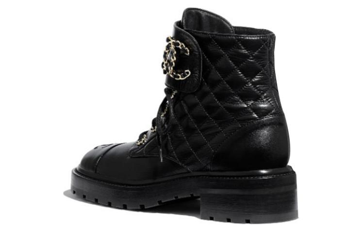 Lookbook (W) Boot Kulit Hitam Chanel Quilted Combat G36424-X56232-94305