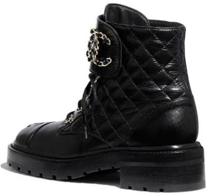 (Women) Chanel Quilted Combat Boot Black Leather G36424-X56232-94305 Lookbook (Women) Chanel Quilted Combat Boot Black Leather G36424-X56232-94305