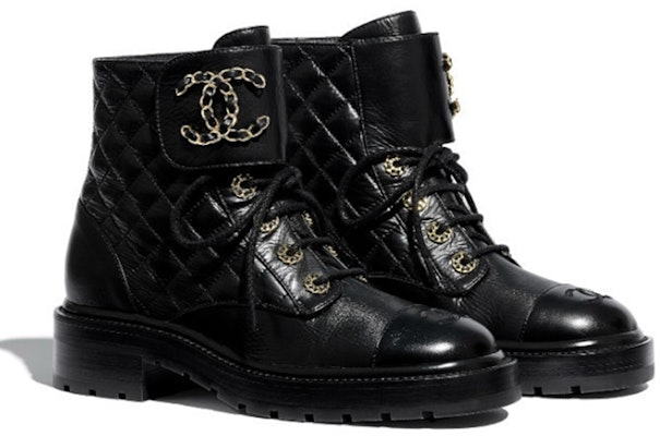 (Women) Chanel Quilted Combat Boot Black Leather G36424-X56232-94305 Shop (Women) Chanel Quilted Combat Boot Black Leather G36424-X56232-94305
