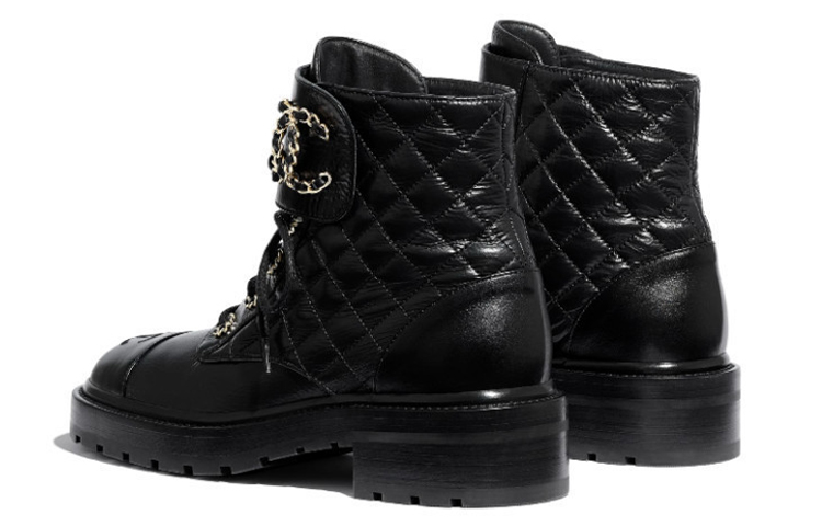 Purchase (W) Boot Kulit Hitam Chanel Quilted Combat G36424-X56232-94305