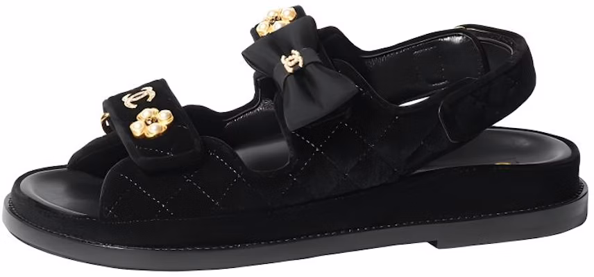 CHANEL香奈兒 绒面 水鑽 珍珠點綴 時尚涼鞋 女款 黑色 Buy CHANEL香奈兒 绒面 水鑽 珍珠點綴 時尚涼鞋 女款 黑色