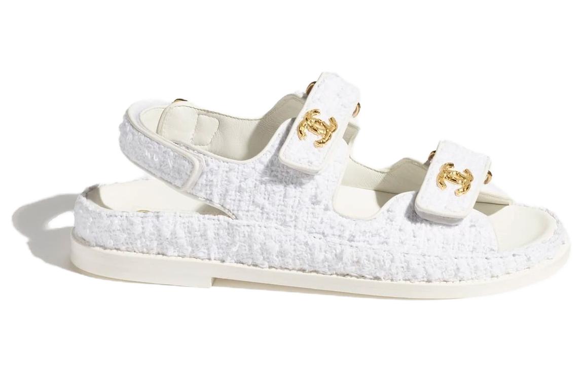 (W) Chanel Quilted Sandal White Laminated Lambskin 圖 2