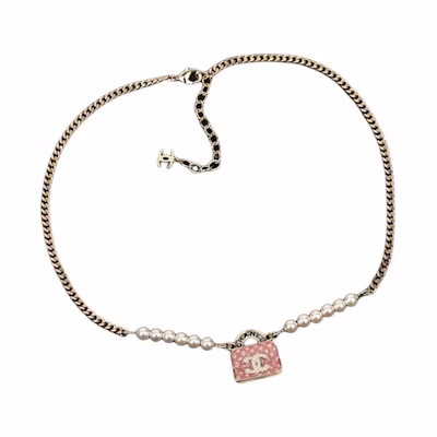 (Women) CHANEL Quilted Stitch Tote Pendant Necklace - Gold. ABD331-24S