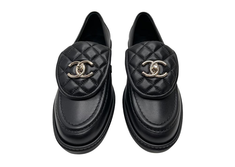 Lookbook (W) Kasut Kulit Hitam Chanel Quilted Tab Loafers G36646-X56469-94305-/-G36646-X01000-94305