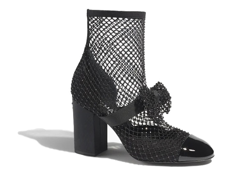 Buy (W) Chanel Resille 90mm Mary Janes en piel de becerro negro charol G40093-Y56615-94305