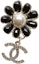 Order (W) CHANEL 樹脂花卉經典雙C胸針 黑金 女款 AB9763-B09622-NL179