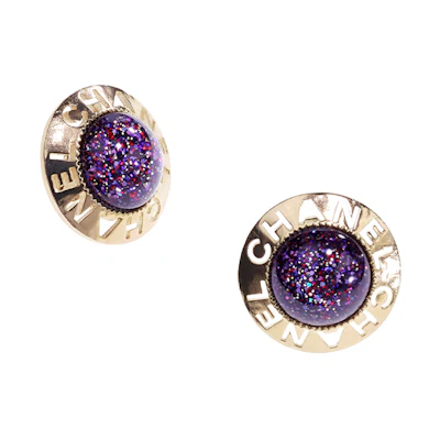 (Women) CHANEL Round Crystal Earrings Purple AB7247-B07015-NF923