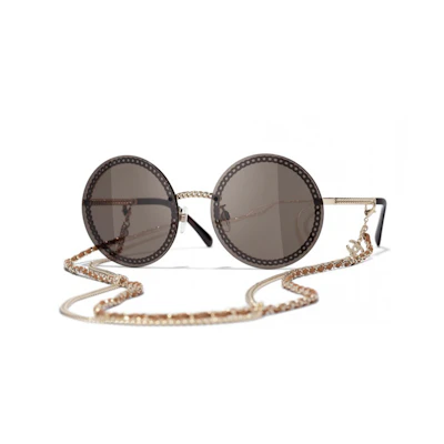 (Women) CHANEL Round Necklace-Style Sunglasses for Women - Fashionable Ladies' Shades. CH4245-C4633