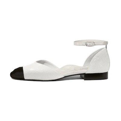 (W) Chanel Round Toe 'Sequin Mary Jane Sports Sandal Ivory White'