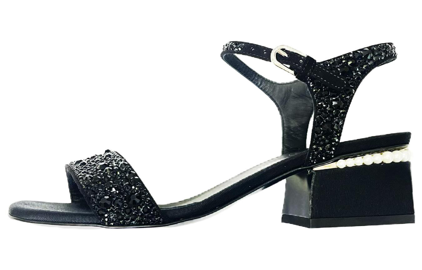 (Women) Chanel Round Toe Buckle Block Heel Slide 'Fashion Black' G39243-X56674-94305