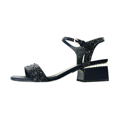 (W) Chanel Round Toe Buckle Block Heel Slide 'Fashion Black'