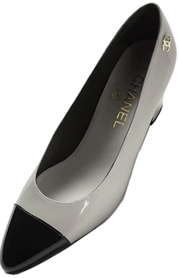(W) Chanel Escarpins Gris et Noir en Cuir Verni à Talon Bloc G45053-B13339-NP617 Purchase (W) Chanel Escarpins Gris et Noir en Cuir Verni à Talon Bloc G45053-B13339-NP617