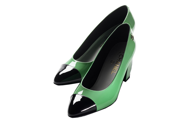 (W) Chanel Round Toe Patent Leather High Heels 'Green' 6.5cm 圖 3