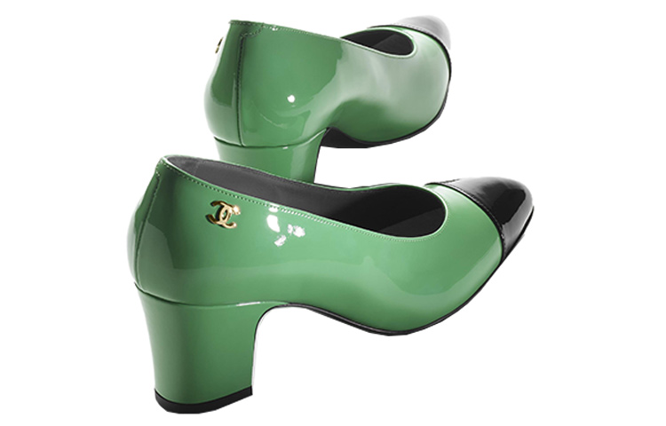 (W) Chanel Round Toe Patent Leather High Heels 'Green' 6.5cm 圖 4