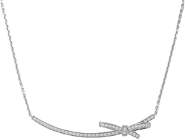 (Women) CHANEL Ruban 18K White Gold Diamond Bow Necklace for Women - Silver. J11141 (Women) CHANEL Ruban 18K White Gold Diamond Bow Necklace for Women - Silver. J11141
