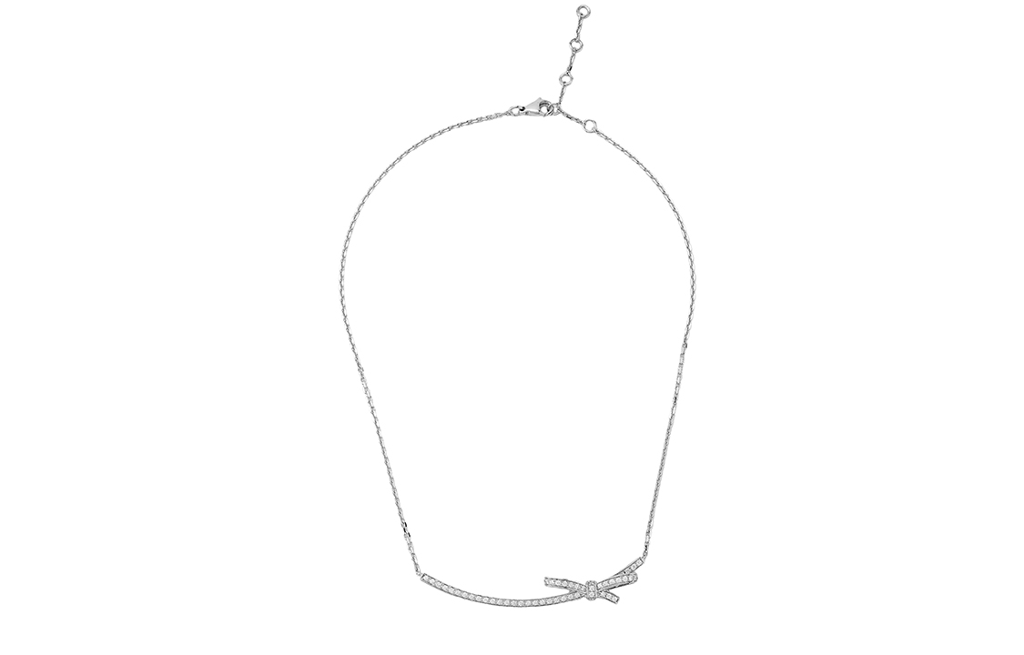 Lookbook (W) 香奈儿Ruban 18K白金钻石蝴蝶结项链女士银色款 J11141