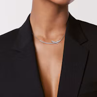 Shop (W) CHANEL Ruban 18K白金鑽石蝴蝶結項鍊 女款 - 銀色 J11141