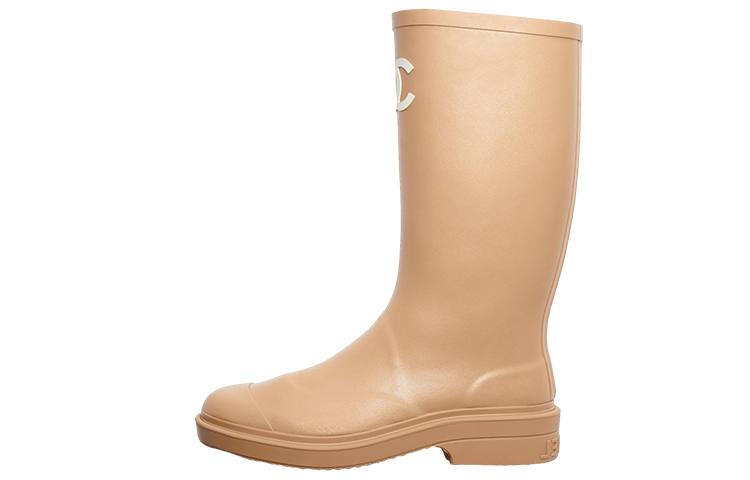 (Women) Chanel Rubber Rain Boots Beige G39620-X56326-0Q304