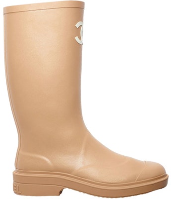 (Women) Chanel Rubber Rain Boots Beige G39620-X56326-0Q304 Order (Women) Chanel Rubber Rain Boots Beige G39620-X56326-0Q304
