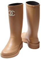 香奈兒 橡膠 時尚套穿 高筒靴 女款 米色 Lookbook 香奈兒 橡膠 時尚套穿 高筒靴 女款 米色