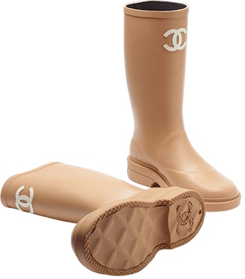 (Women) Chanel Rubber Rain Boots Beige G39620-X56326-0Q304 Shop (Women) Chanel Rubber Rain Boots Beige G39620-X56326-0Q304