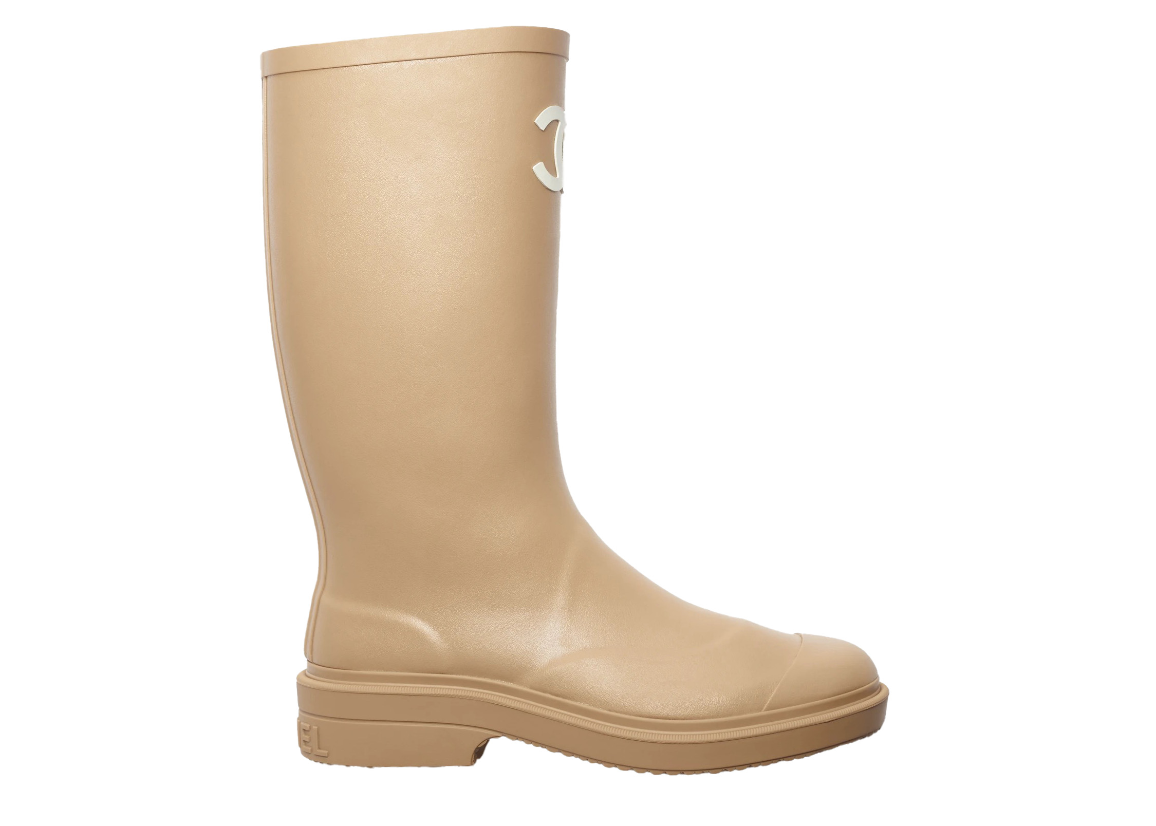(Women) Chanel Rubber Rain Boots Beige G39620-X56326-0Q304 - G39620 ...