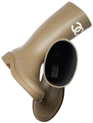 (Women) Chanel Rubber Rain Boots Dark Beige G39620-X56326-0Q303 Shop (Women) Chanel Rubber Rain Boots Dark Beige G39620-X56326-0Q303
