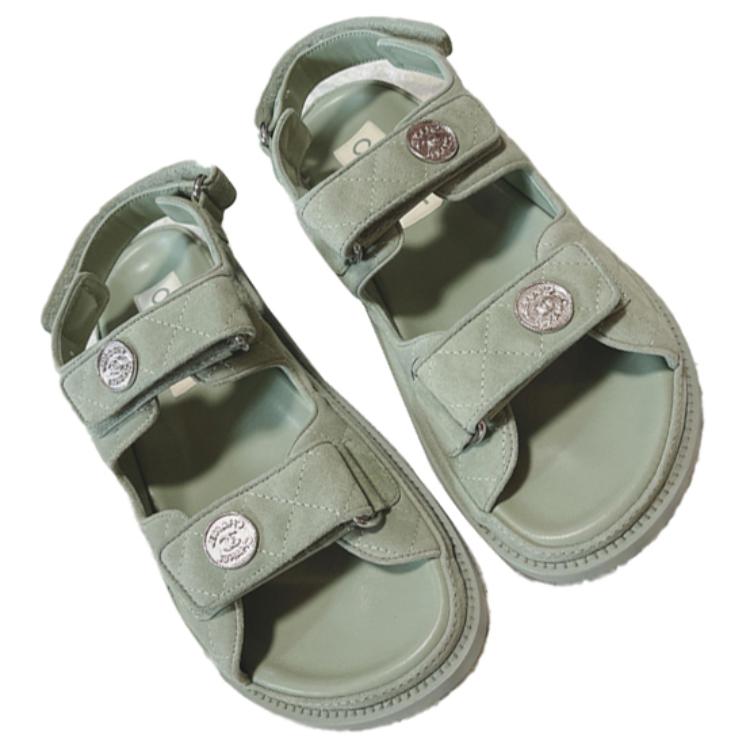 Shop (W) 香奈儿时尚简约休闲绿凉鞋 G35927-X56384-0M648