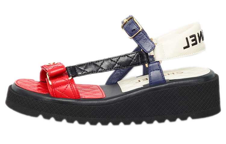 (W) Chanel Sandal 'Red Blue Leather'