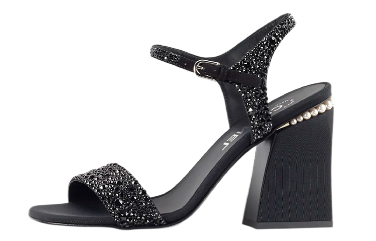 (W) Chanel Sandals 'Black Rhinestone Buckle'