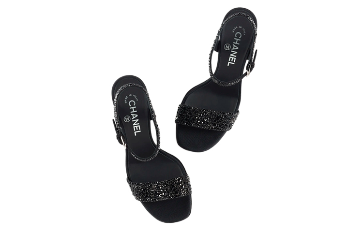 (W) Chanel Sandals 'Black Rhinestone Buckle' 圖 4