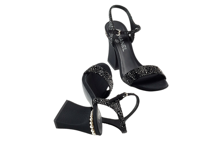 (W) Chanel Sandals 'Black Rhinestone Buckle' 圖 5